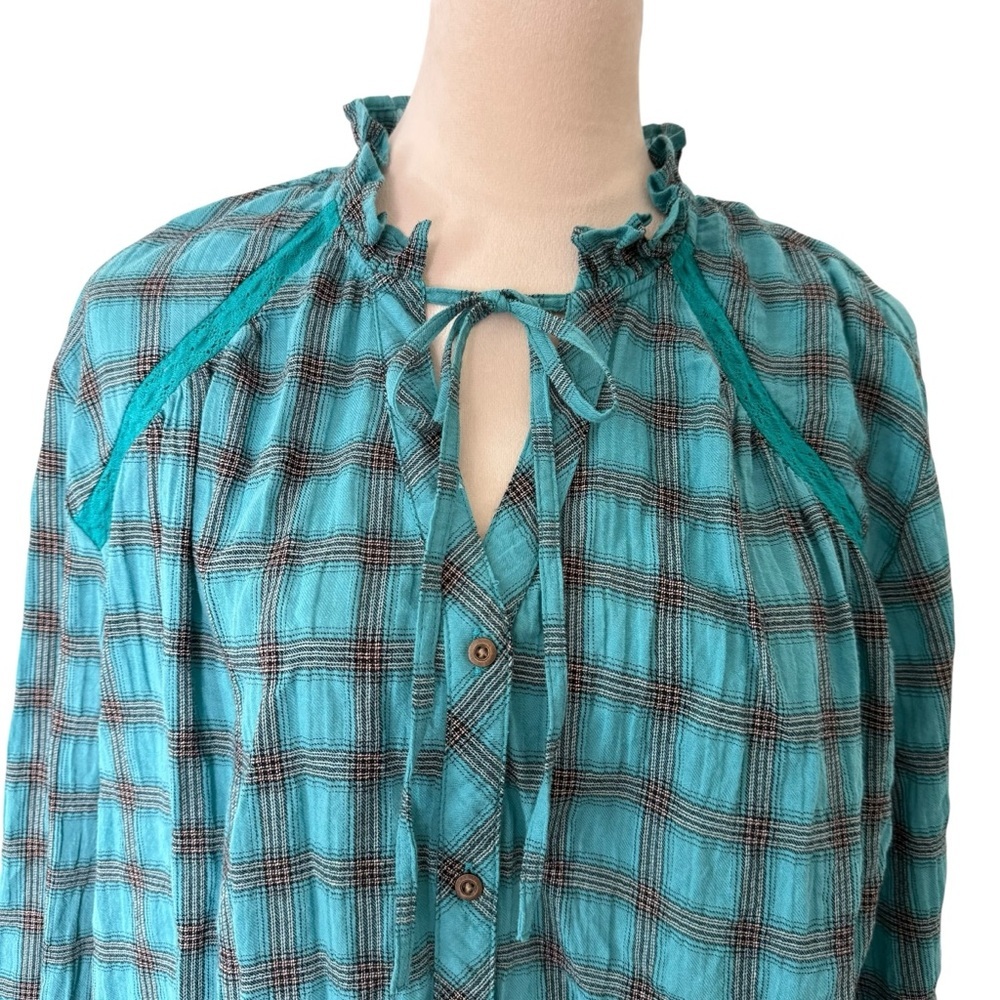 Sundance‎ Heather Highland Relaxed Fit Soft Button Front Blouse Top Size Medium - Picture 3 of 13